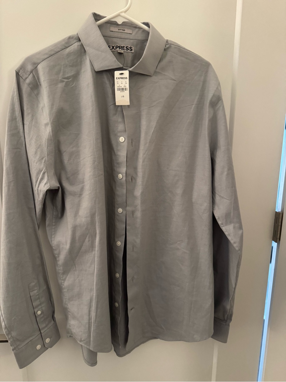 Express Men's Gray Long-Sleeve Button-Down Dress Shirt